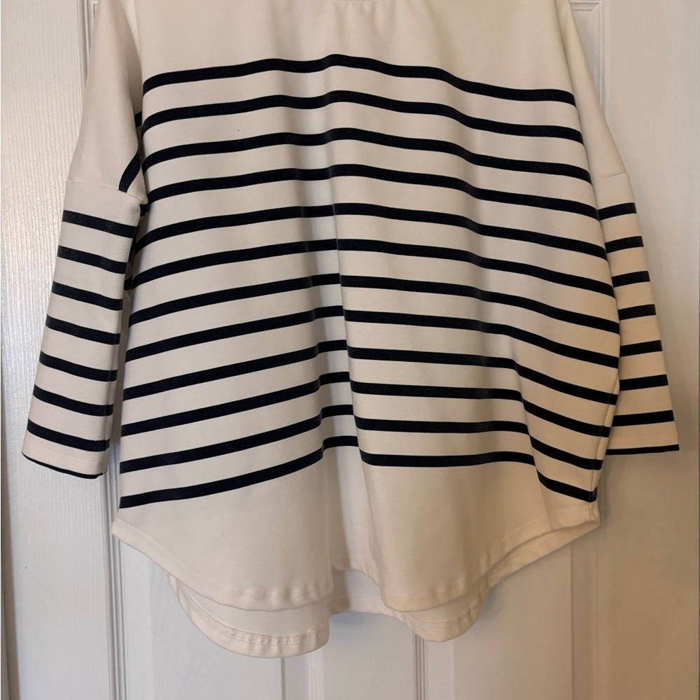 Pomander Place Black and White Striped Blouse
